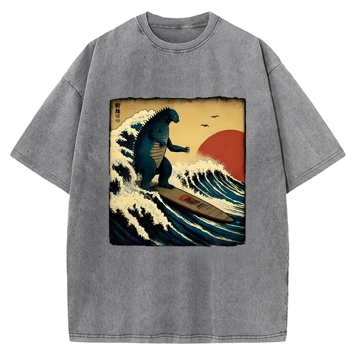 Godzilla Surf Washed Crew Neck T-shirt
