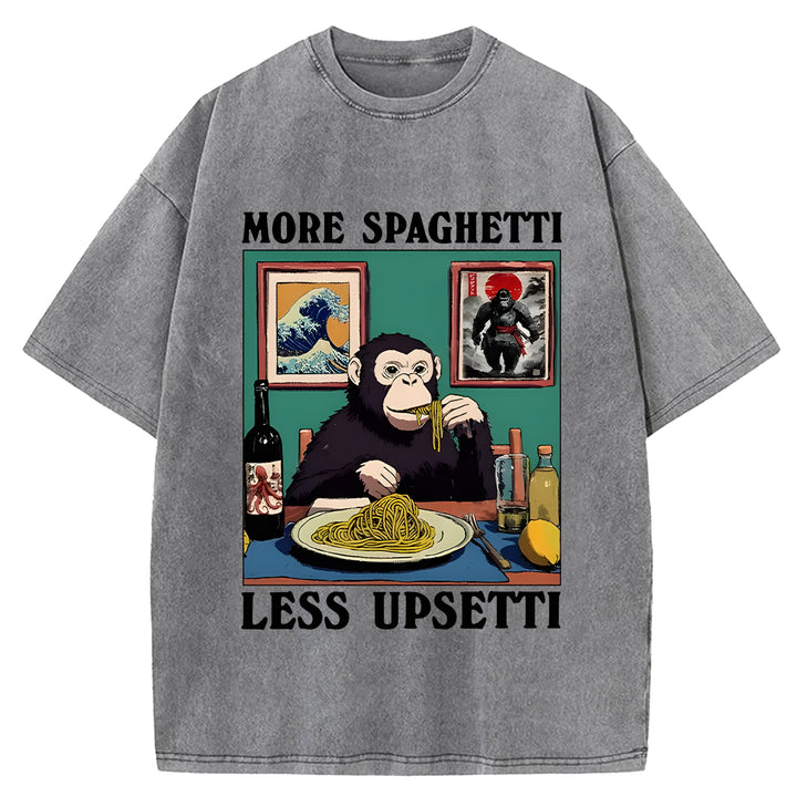 More Spaghetti Less Upset Bigfoot Washed Crew Neck T-Shirt