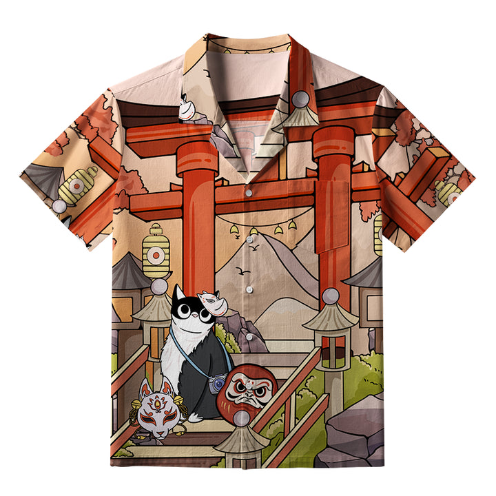 Mysterious Torii And Cat Aloha Hawaiian Shirt