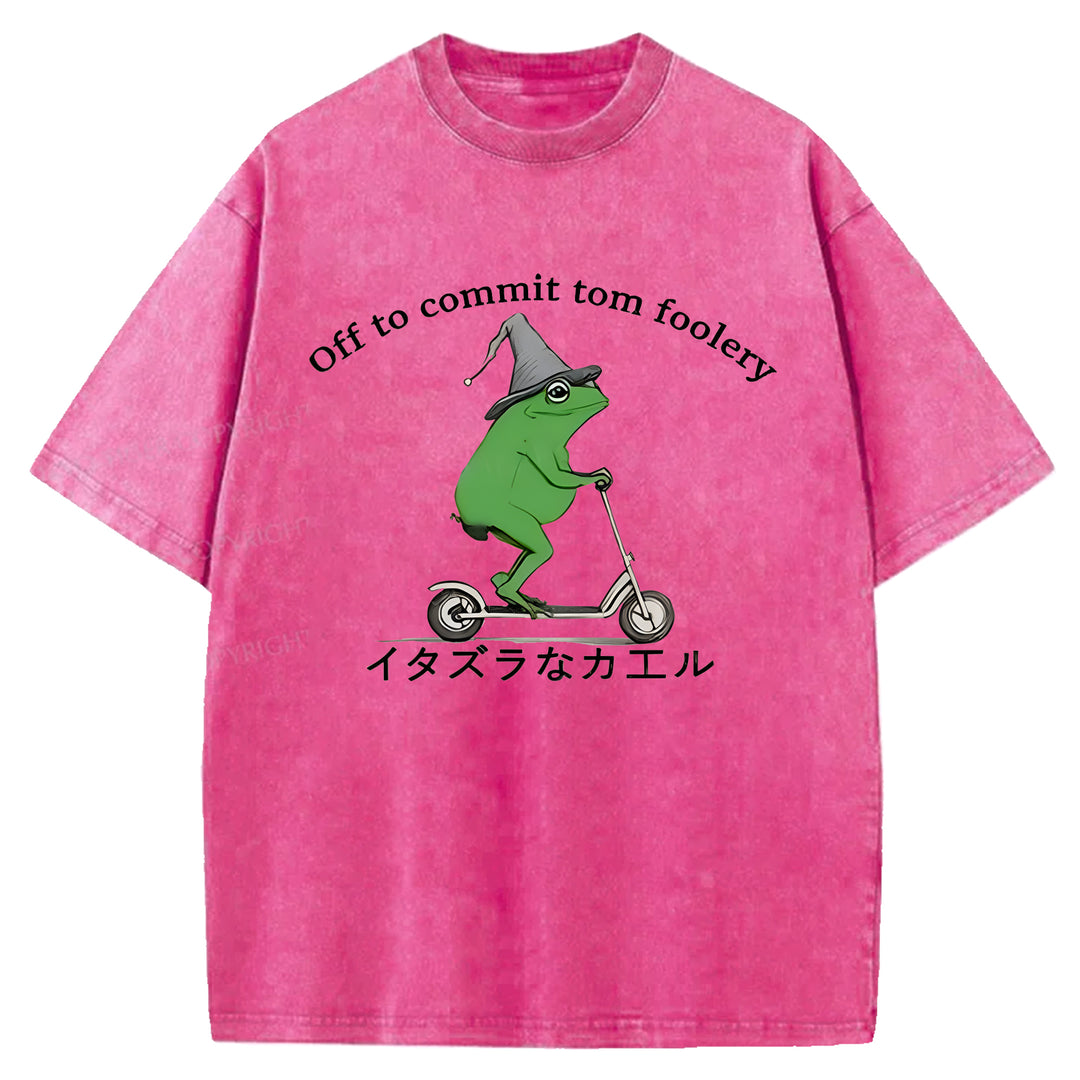 Off To Commit Tom Foolery Washed Crew Neck T-shirt