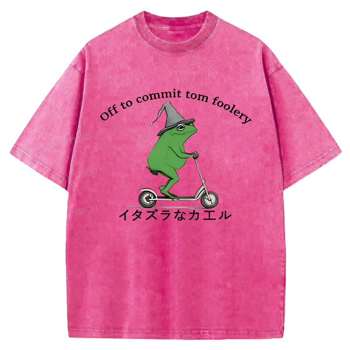 Off To Commit Tom Foolery Washed Crew Neck T-shirt