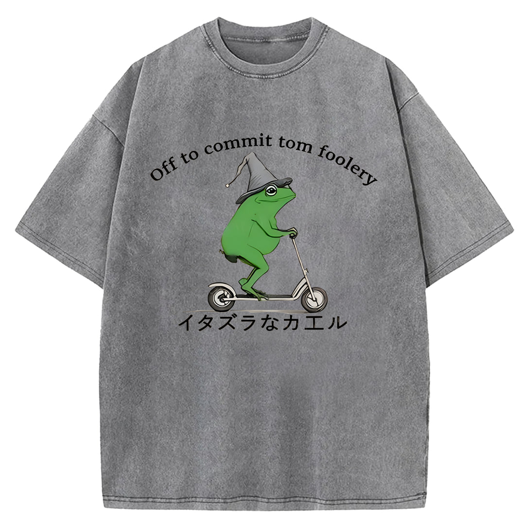 Off To Commit Tom Foolery Washed Crew Neck T-shirt