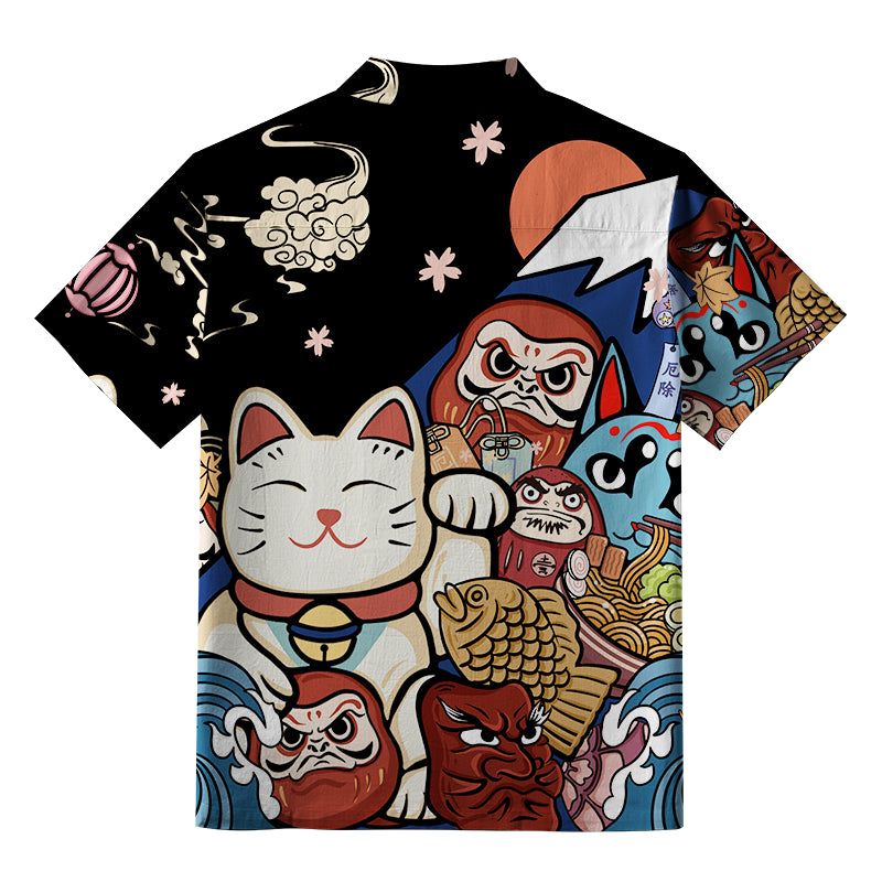 Traditional Japanese Elements Button-up Shirt