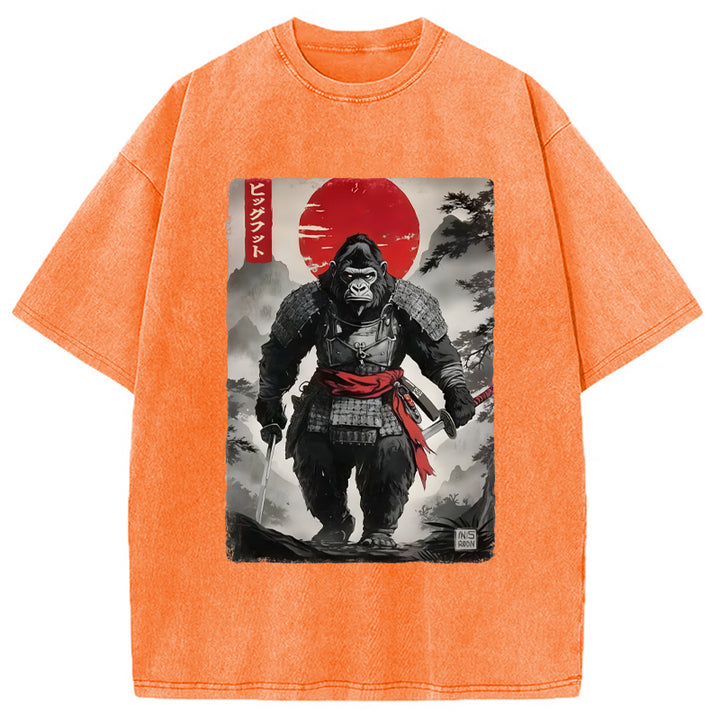 Retro Bigfoot Samurai Washed Crew Neck T-Shirt