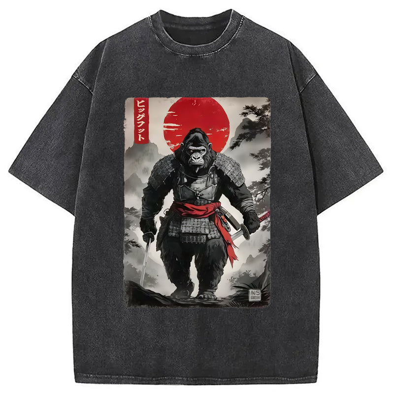 Retro Bigfoot Samurai Washed Crew Neck T-Shirt