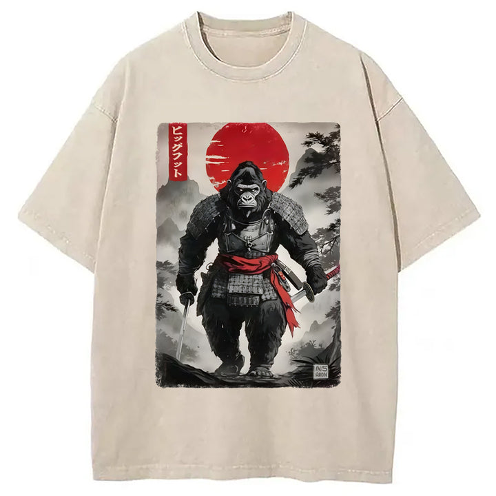 Retro Bigfoot Samurai Washed Crew Neck T-Shirt