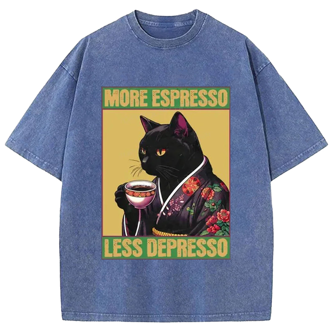 MORE ESPRESSO Washed Crew Neck T-shirt