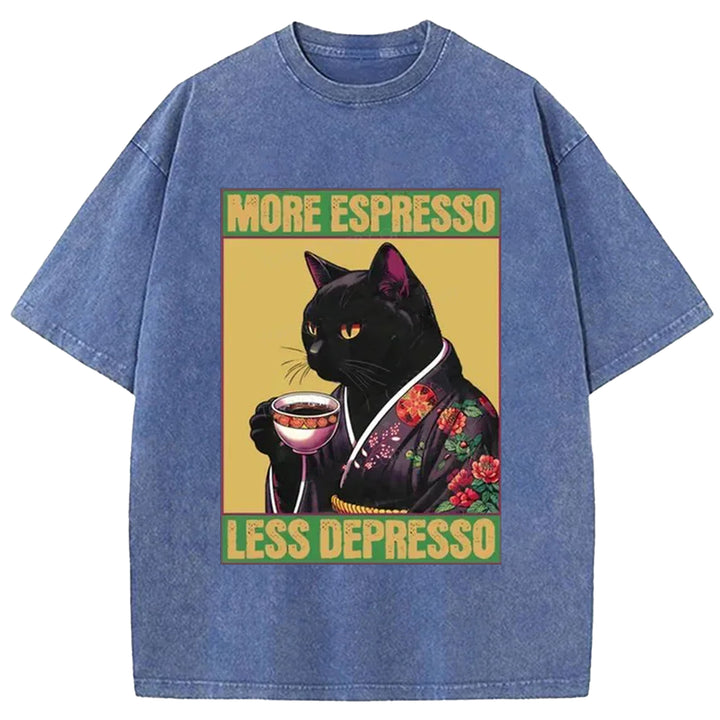 MORE ESPRESSO Washed Crew Neck T-shirt