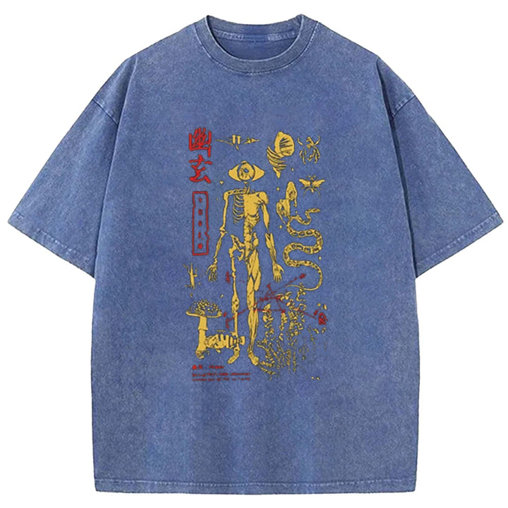 Spooky Ghost Japanese Washed Crew Neck T-Shirt