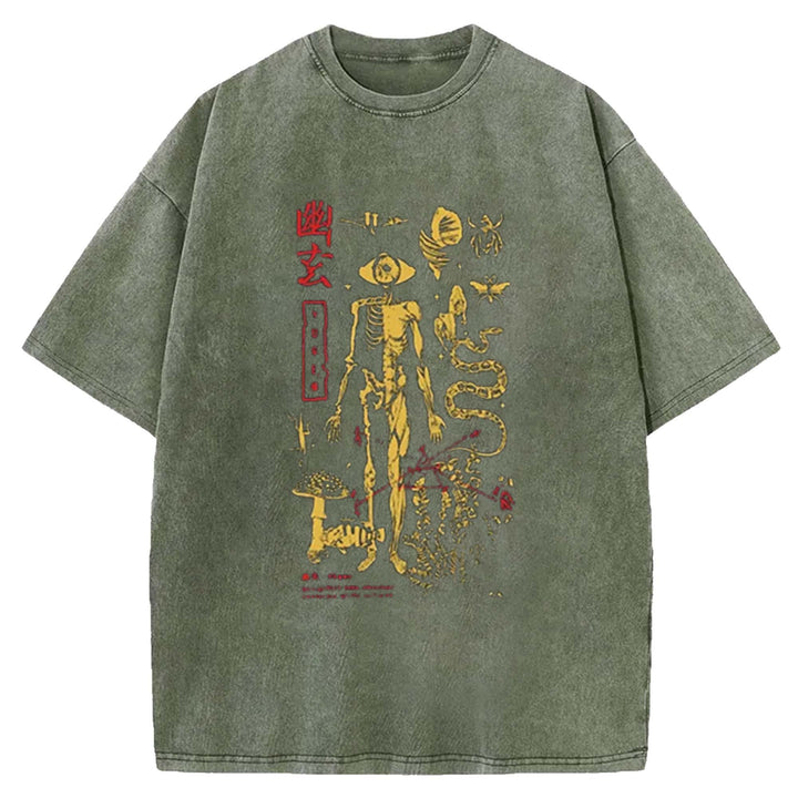Spooky Ghost Japanese Washed Crew Neck T-Shirt