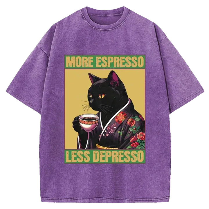 MORE ESPRESSO Washed Crew Neck T-shirt