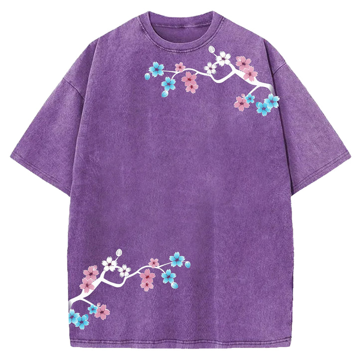 Japanese Cherry Blossom Washed Crew Neck T-Shirt