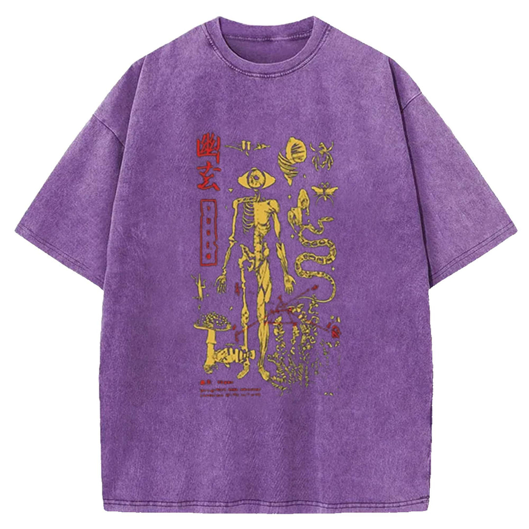 Spooky Ghost Japanese Washed Crew Neck T-Shirt