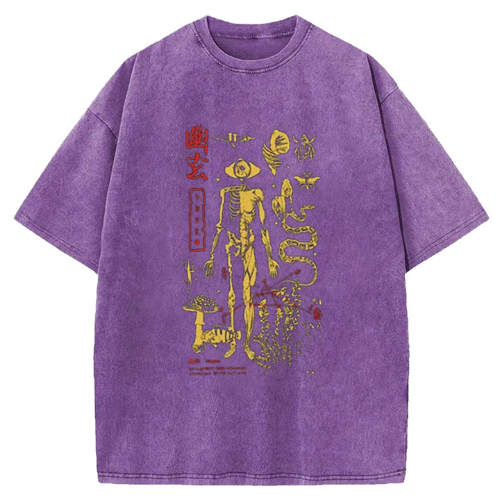 Spooky Ghost Japanese Washed Crew Neck T-Shirt