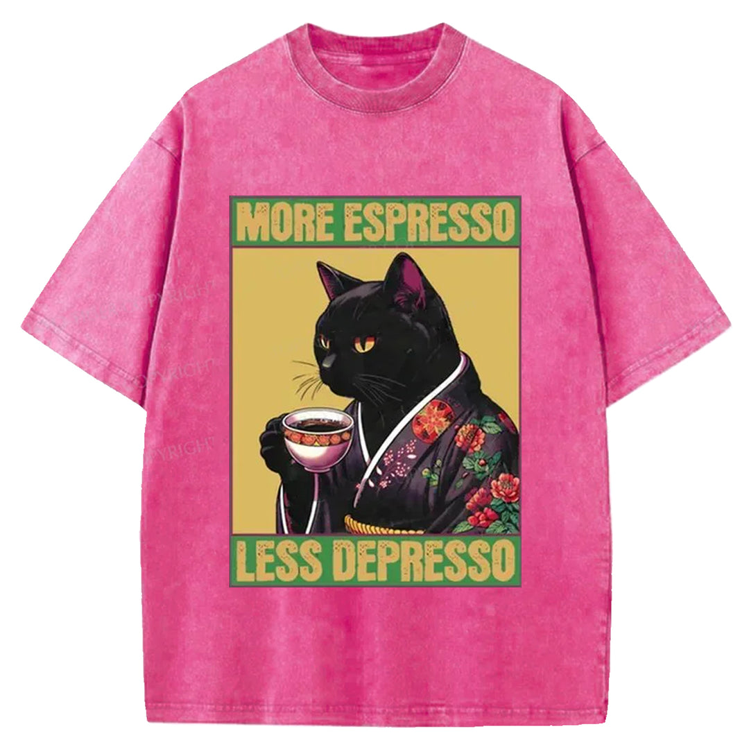 MORE ESPRESSO Washed Crew Neck T-shirt