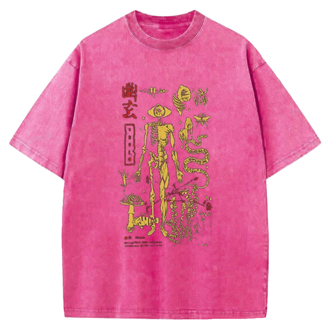 Spooky Ghost Japanese Washed Crew Neck T-Shirt
