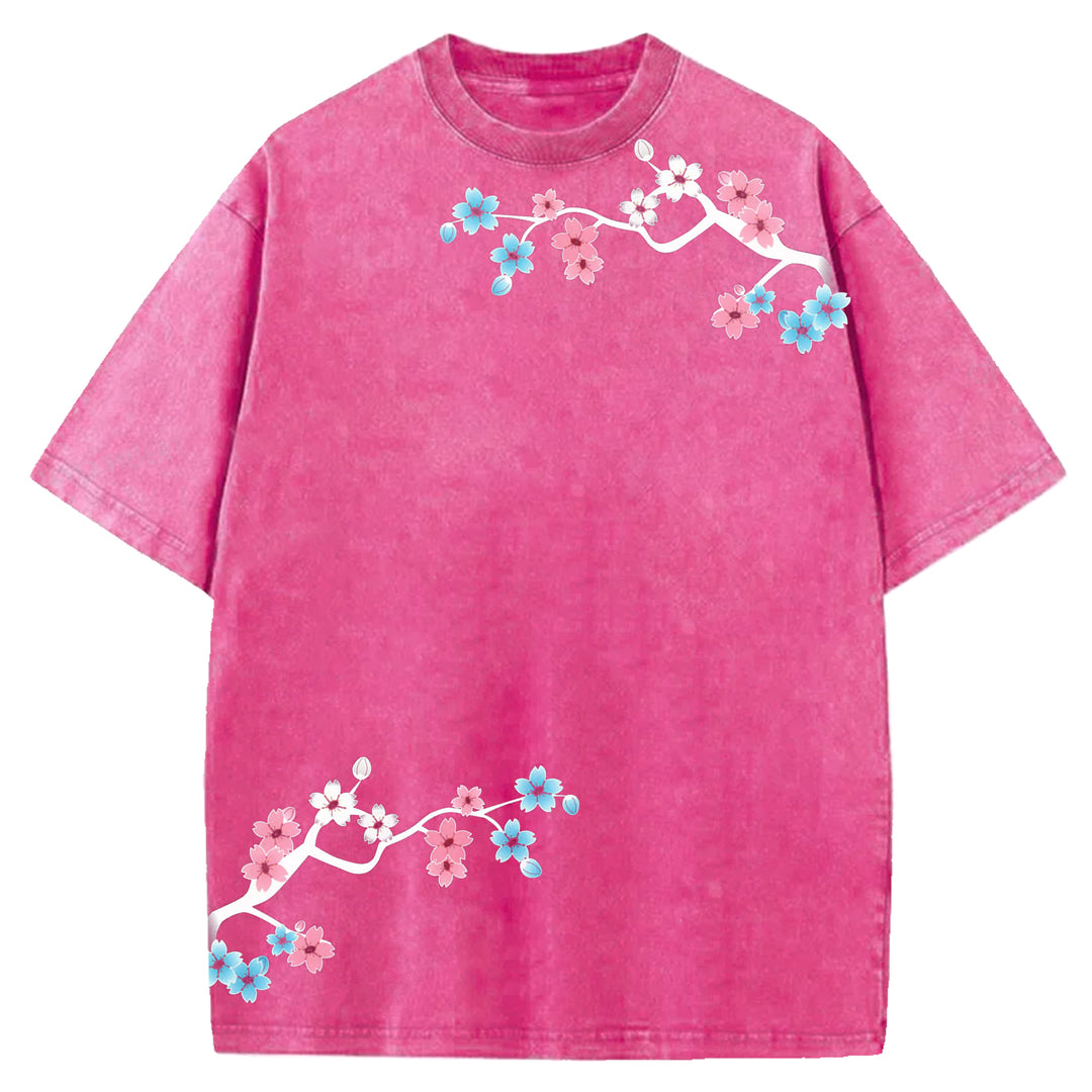 Japanese Cherry Blossom Washed Crew Neck T-Shirt