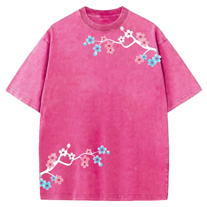 Japanese Cherry Blossom Washed Crew Neck T-Shirt
