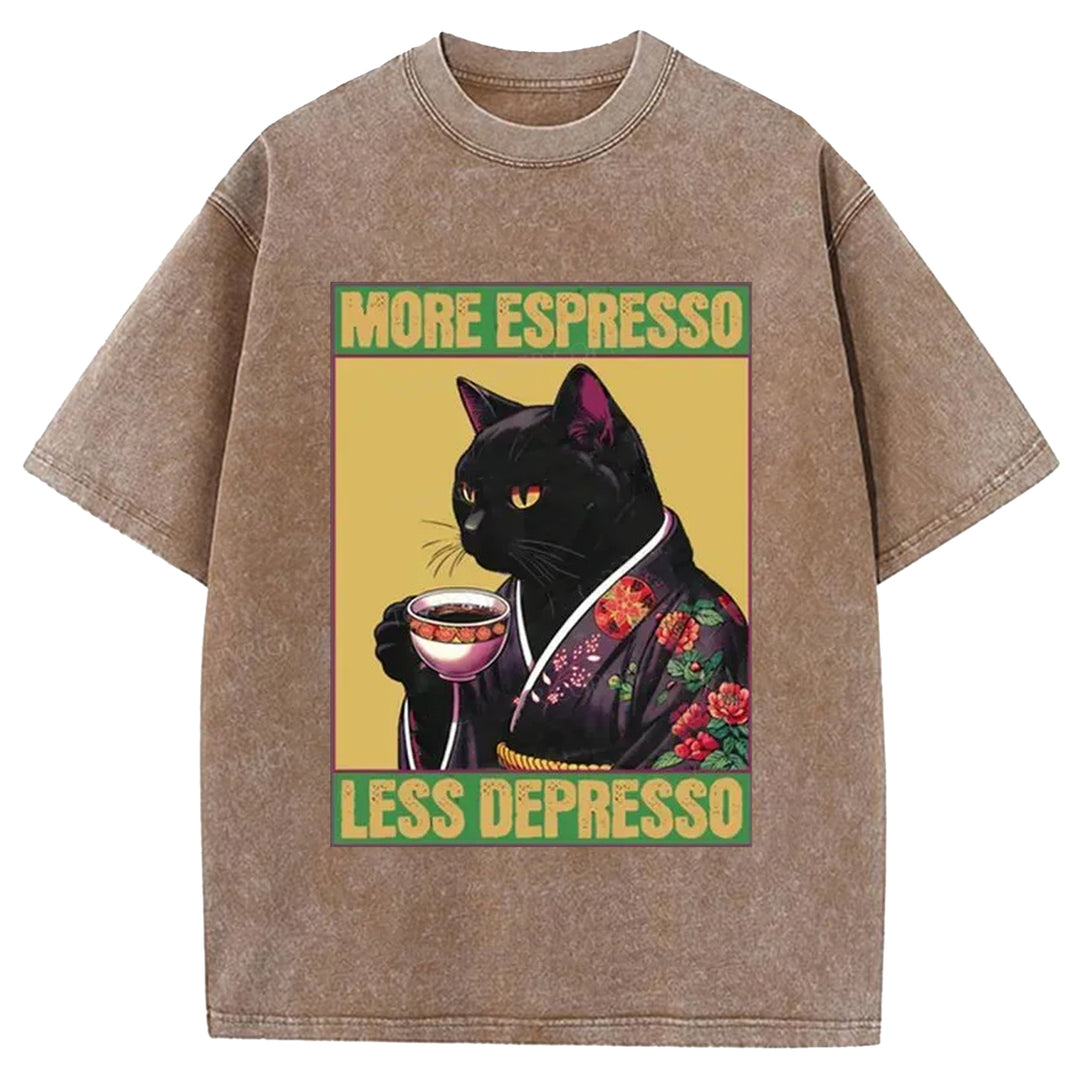 MORE ESPRESSO Washed Crew Neck T-shirt