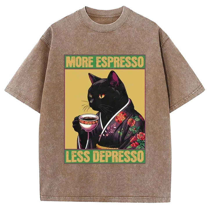 MORE ESPRESSO Washed Crew Neck T-shirt