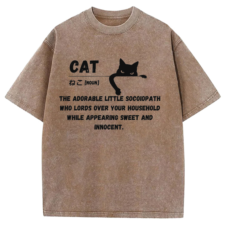Definition Of Cat Washed Crew Neck T-Shirt