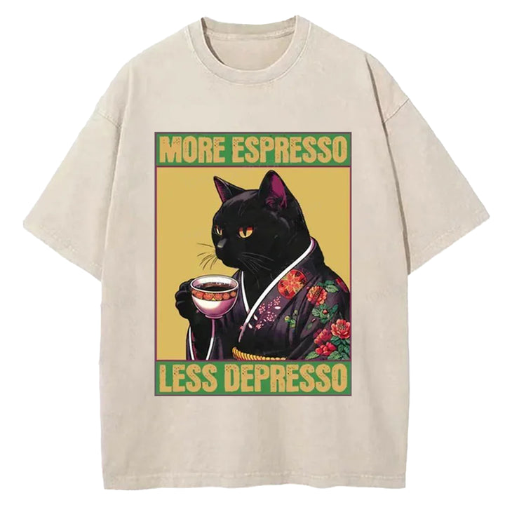 MORE ESPRESSO Washed Crew Neck T-shirt