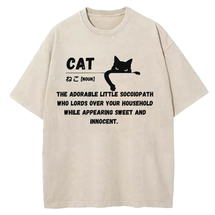 Definition Of Cat Washed Crew Neck T-Shirt