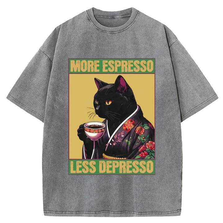MORE ESPRESSO Washed Crew Neck T-shirt