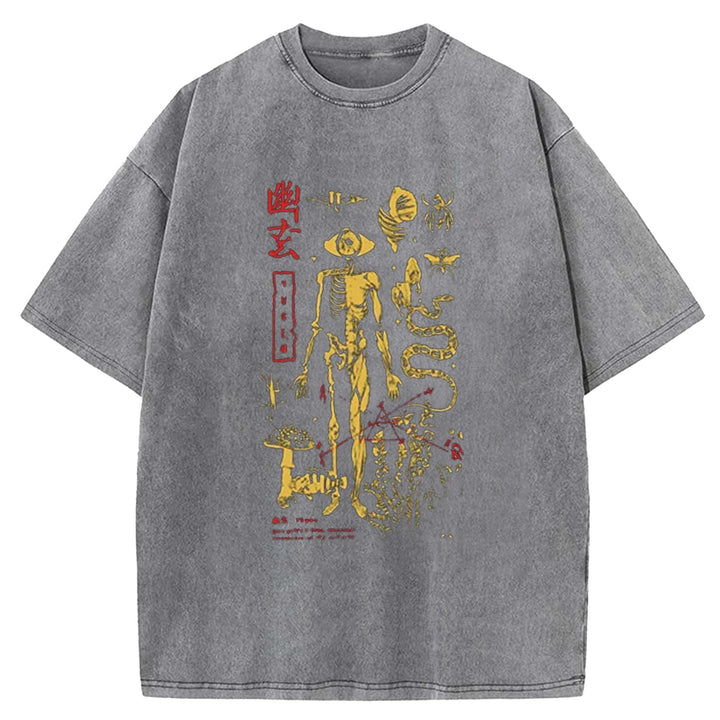 Spooky Ghost Japanese Washed Crew Neck T-Shirt