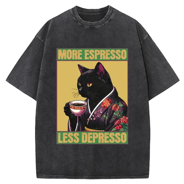 MORE ESPRESSO Washed Crew Neck T-shirt