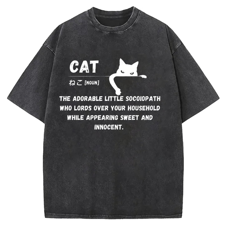 Definition Of Cat Washed Crew Neck T-Shirt