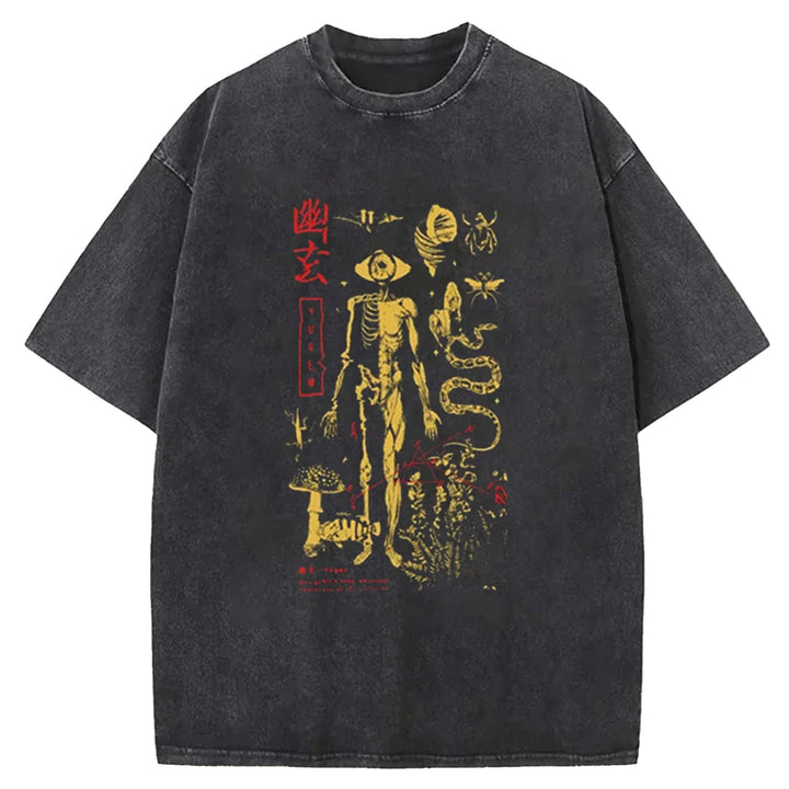 Spooky Ghost Japanese Washed Crew Neck T-Shirt