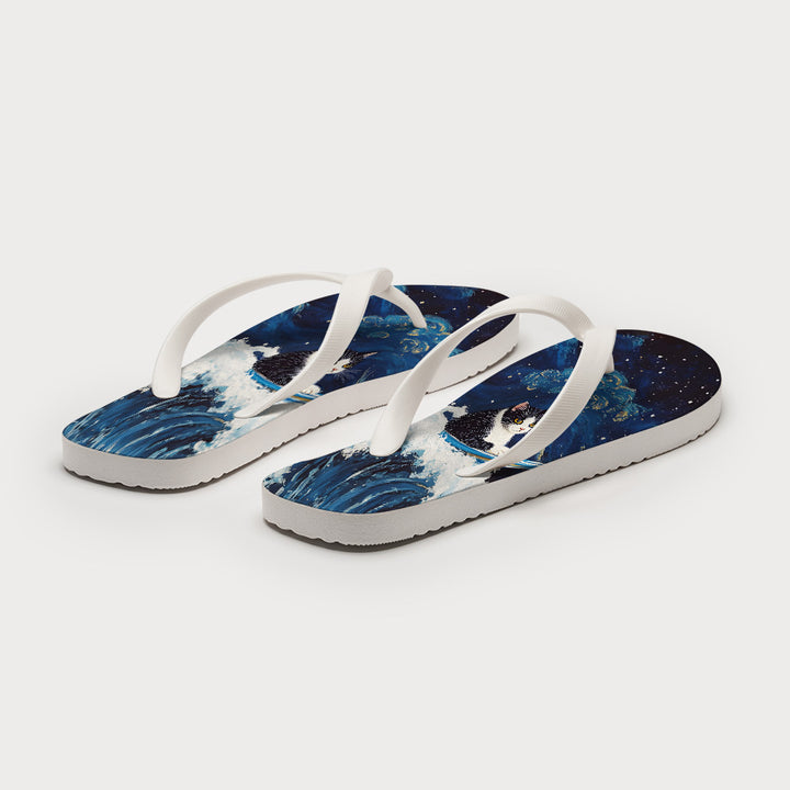 The Great Wave Off Cat Flip Flops