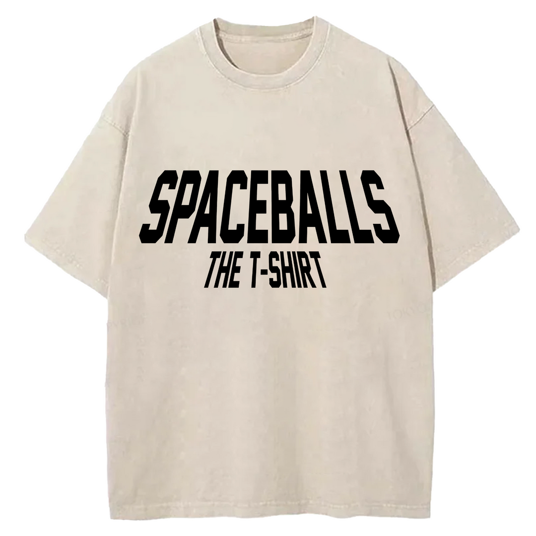 Spaceballs The T-Shirt Design Washed Crew Neck T-Shirt