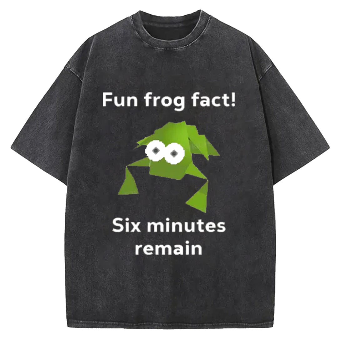 Fun Frog Fact Six Minutes Remain Washed Crew Neck T-Shirt