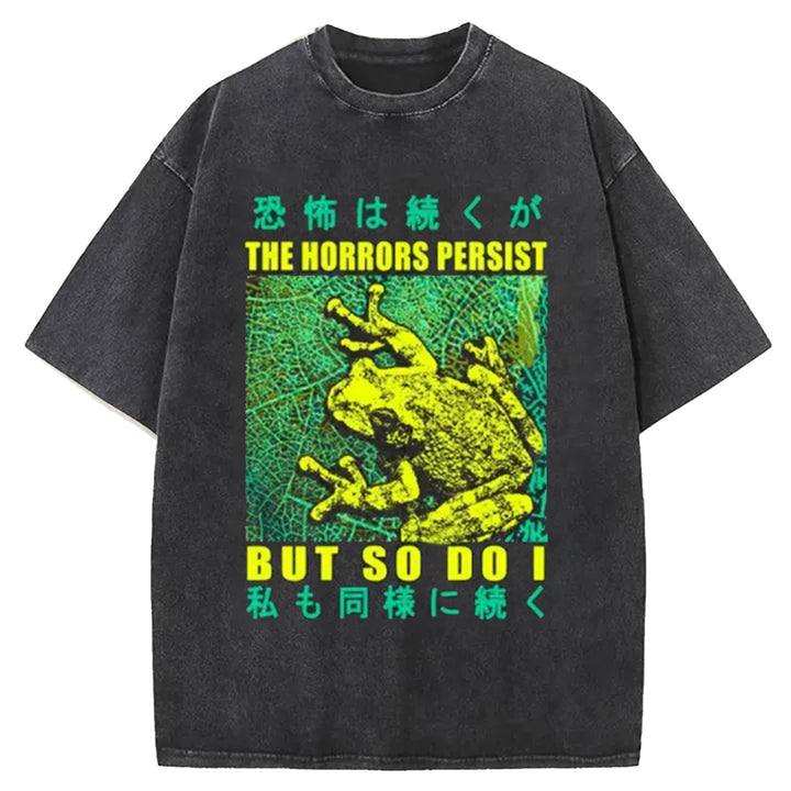 THE HORRORS PERSIST Washed Crew Neck T-shirt