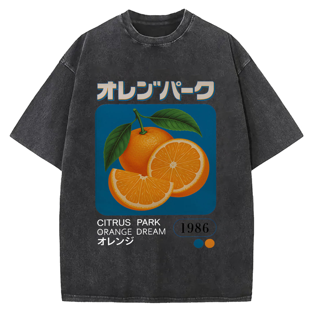 Citrus Park Orange Dream 1986 Washed Crew Neck T-Shirt