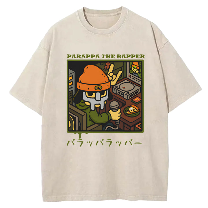 Parappa The Rapper Vintage Design Washed Crew Neck T-Shirt