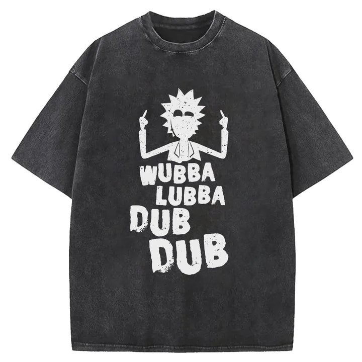 Funny Cartoon Washed Crew Neck T-shirt