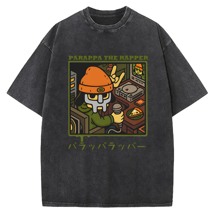 Parappa The Rapper Vintage Design Washed Crew Neck T-Shirt