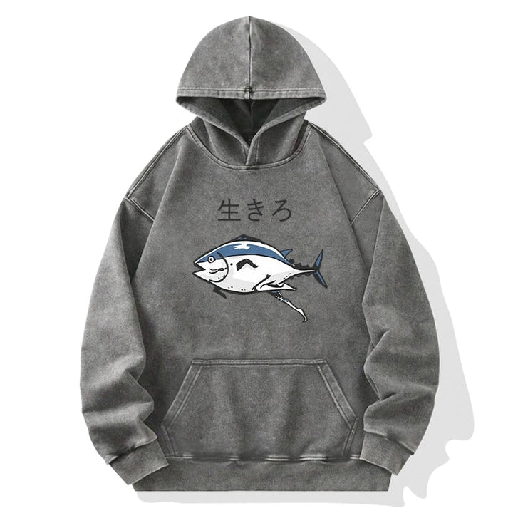 Running Fish Washed Hoodie