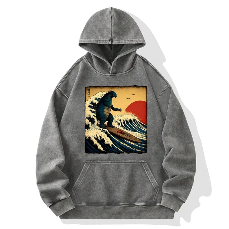 The Great Wave Washed Hoodie