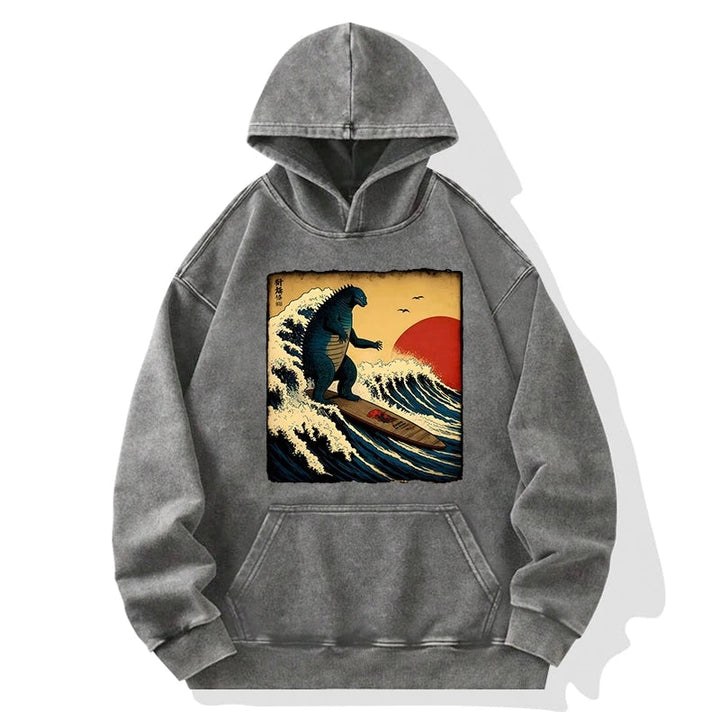The Great Wave Washed Hoodie