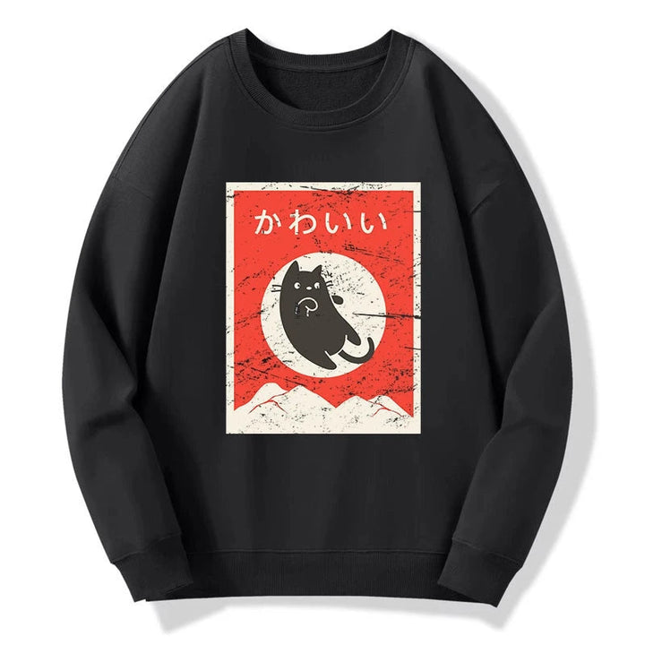 Cute Black Cat Japanese Sweatshirt