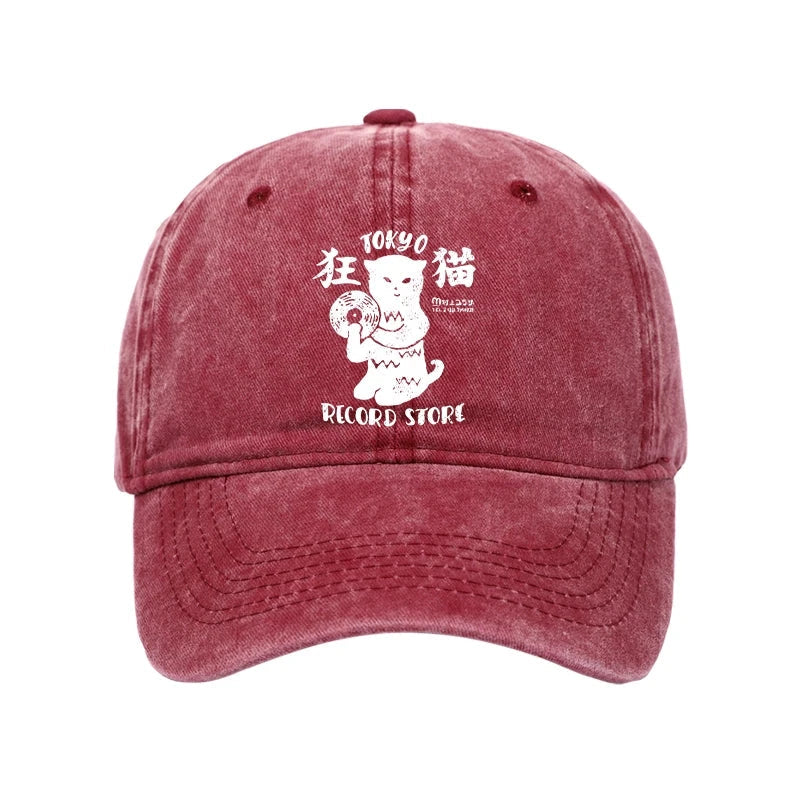 Tokyo Record Store Cat CD Washed Cap