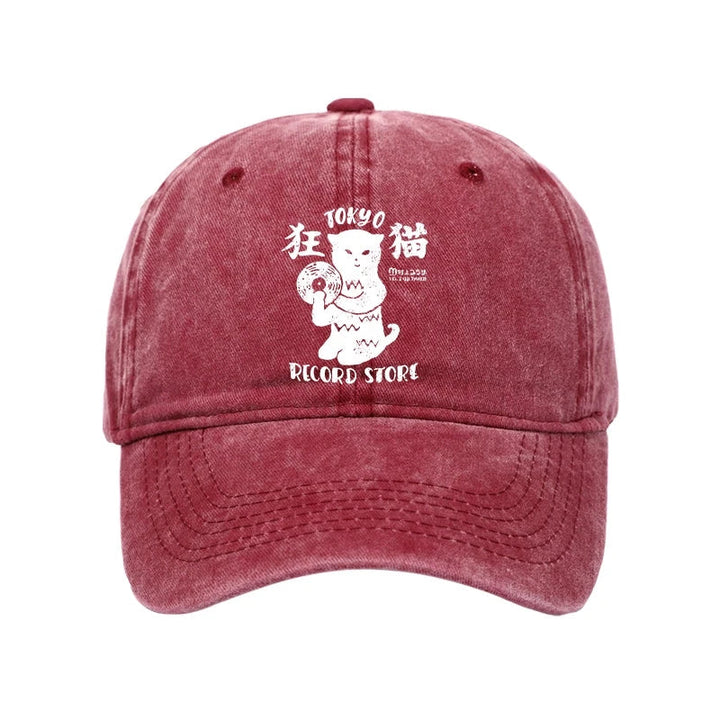 Tokyo Record Store Cat CD Washed Cap