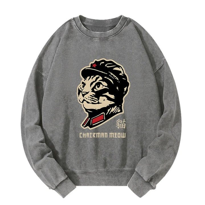 Chinese Spirit Cat Washed Sweatshirt