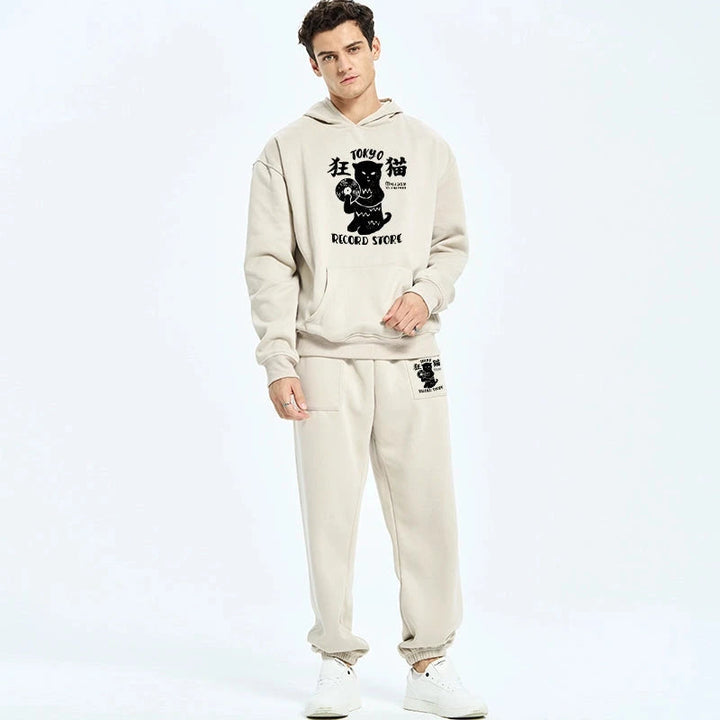 Tokyo Record Store Cat CD Fleece Lined Hoodie Set