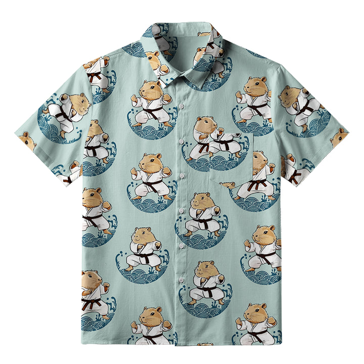 Cute Capybara Taekwondo Button-up Shirt
