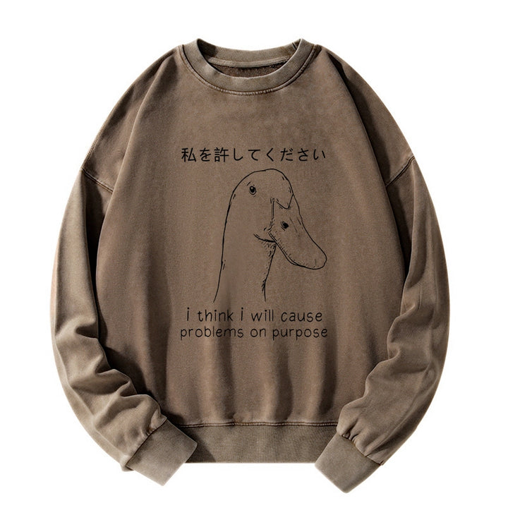 Stupid Goose Funny Washed Sweatshirt